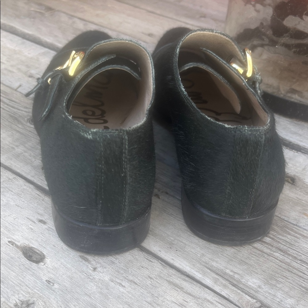 Sam Edelman green Double Monk Haircalf Leather Shoes with Gold Buckles - Picture 4 of 6